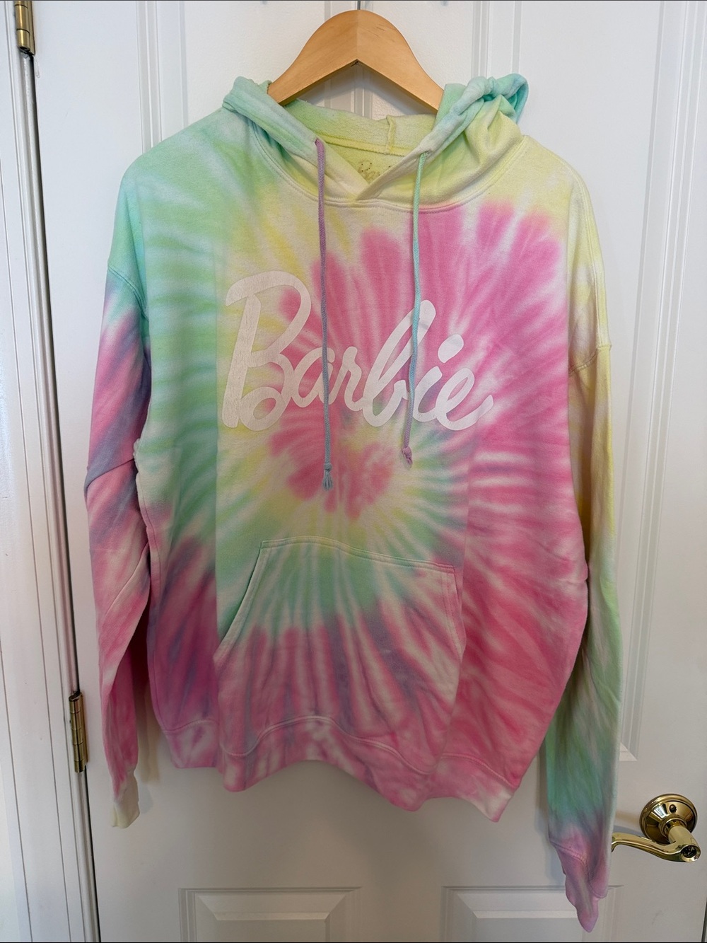 Barbie Pastel Tie-Dye Hoodie in Pink, Green, Yellow
